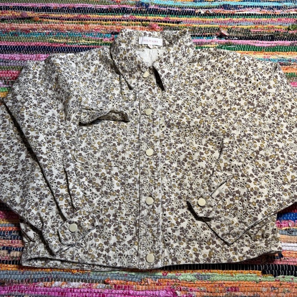 Solitaire Floral Cropped Jacket – Size Medium Cotton Blend - Picture 5 of 5